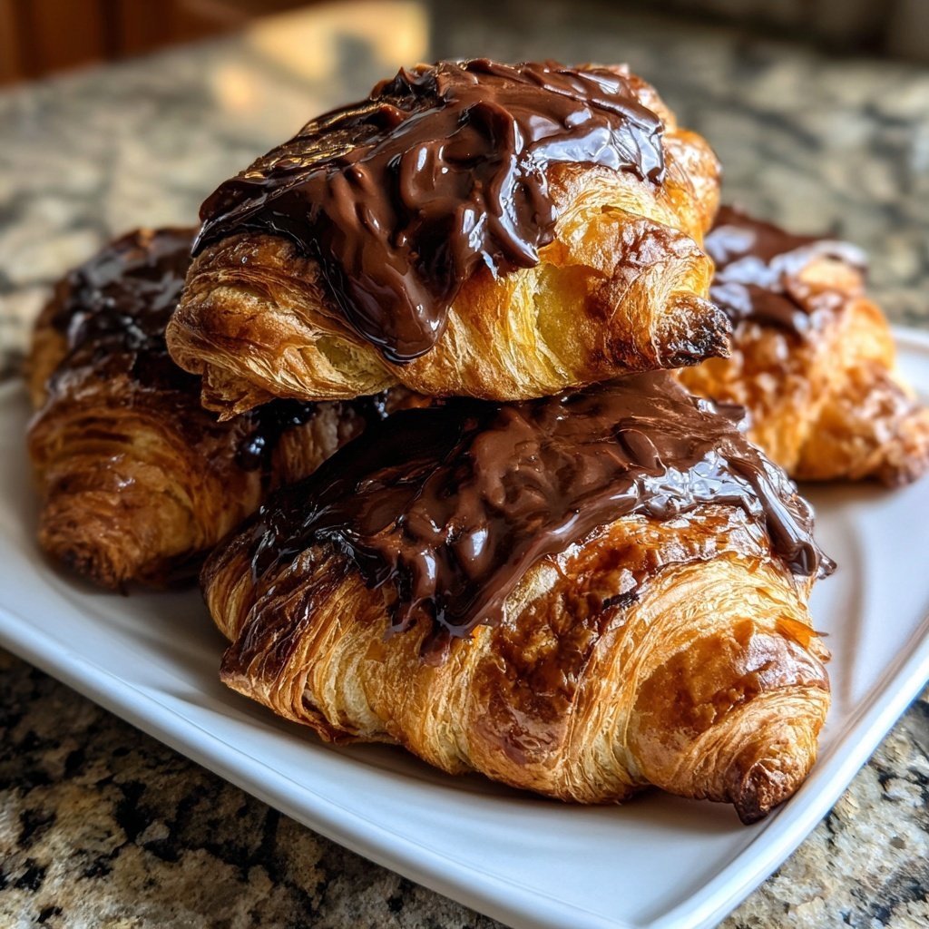 Valentines Breakfast Chocolate Croissants