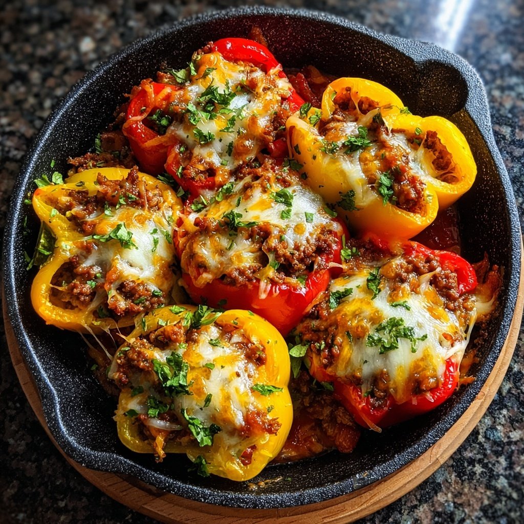 Ground Beef Stuffed Bell Pepper Skillet