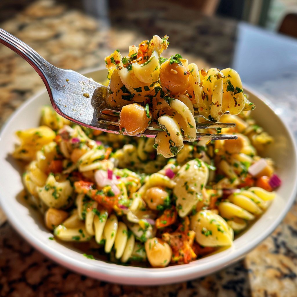 Healthy Lunch Lemon Chickpea Pasta Salad