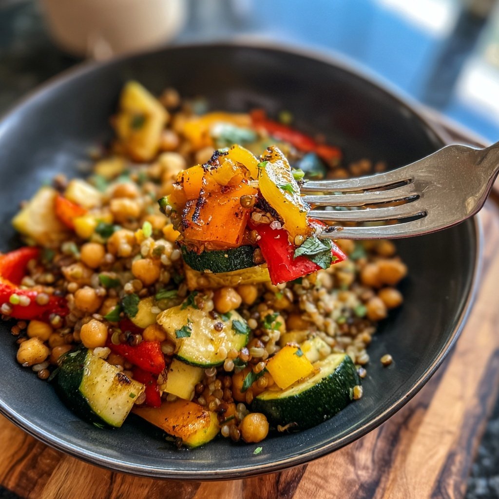 Roasted Veggie Lentil Grain Bowl