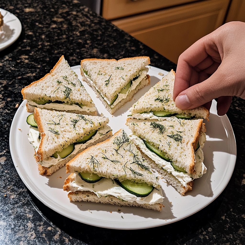 Light Cucumber Cream Cheese Sandwich Lunch
