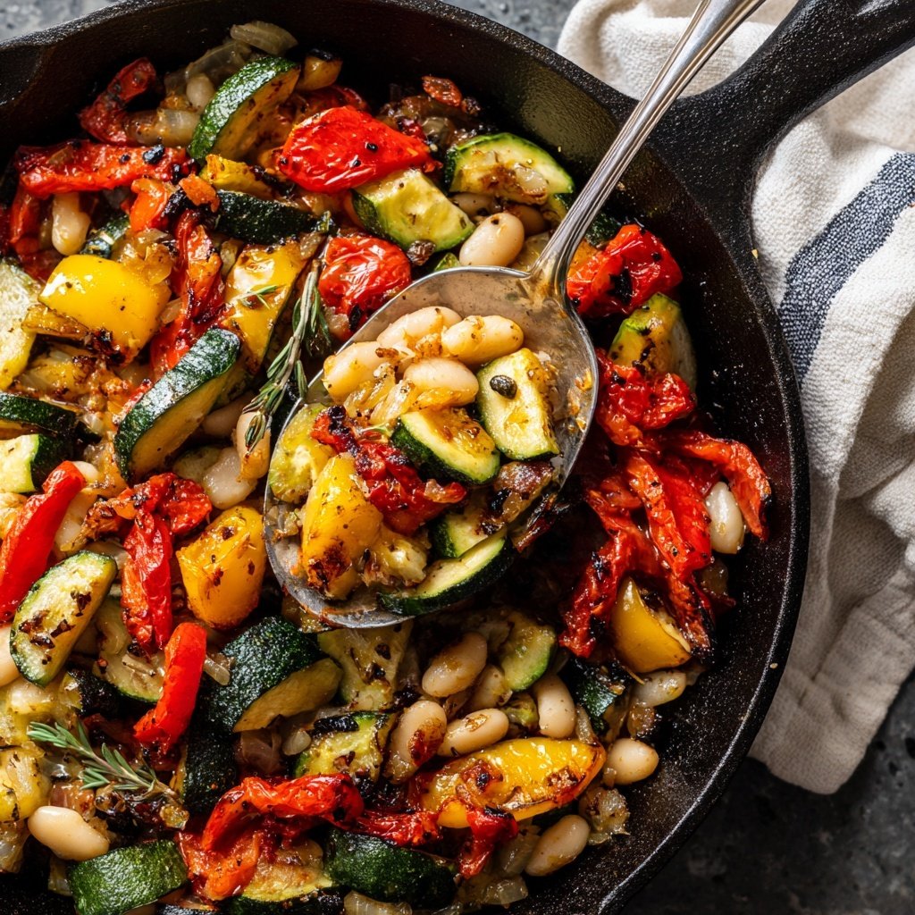 Roasted Veggie White Bean Skillet