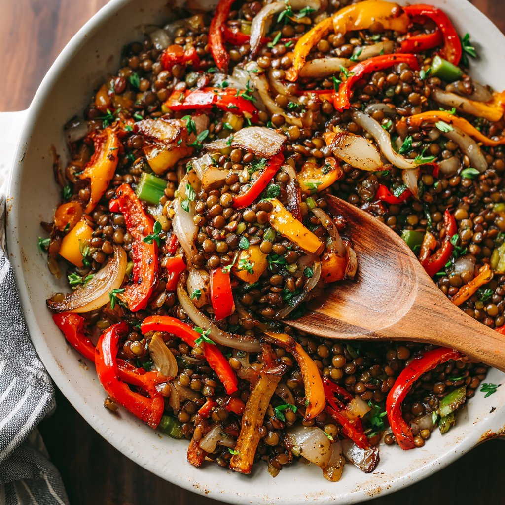 Roasted Veggie Lentil Skillet
