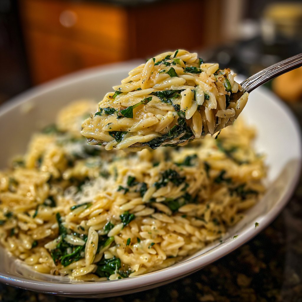 Creamy Spinach Parmesan Orzo