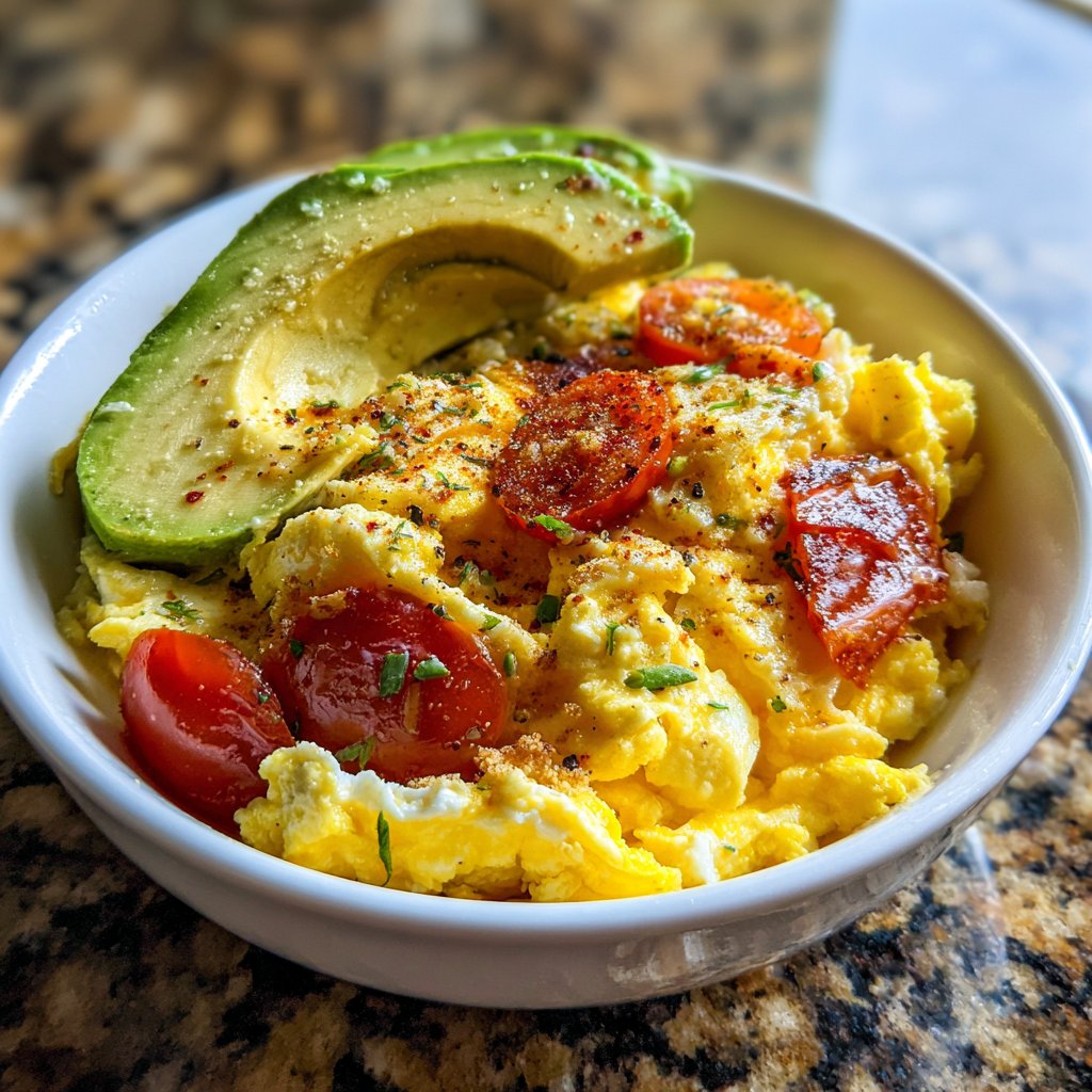 Keto Breakfast Egg And Avocado Bowl