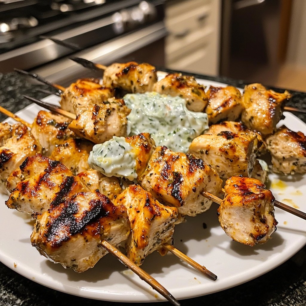 Greek Chicken Souvlaki with Tzatziki Sauce