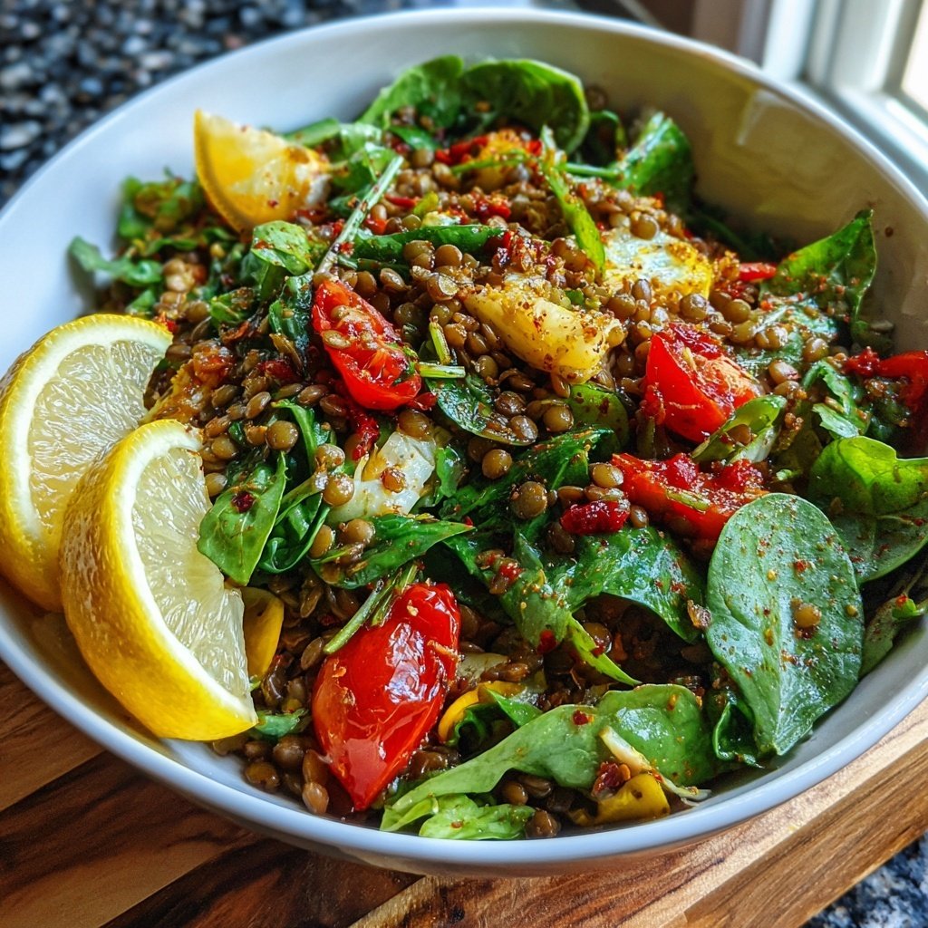 Healthy Lunch Lentil Salad with Lemon