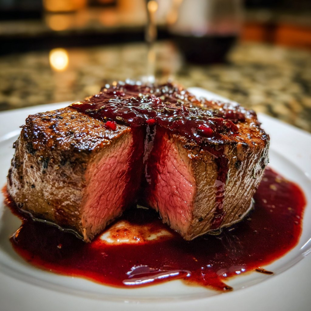 Romantic Filet Mignon with Red Wine Sauce