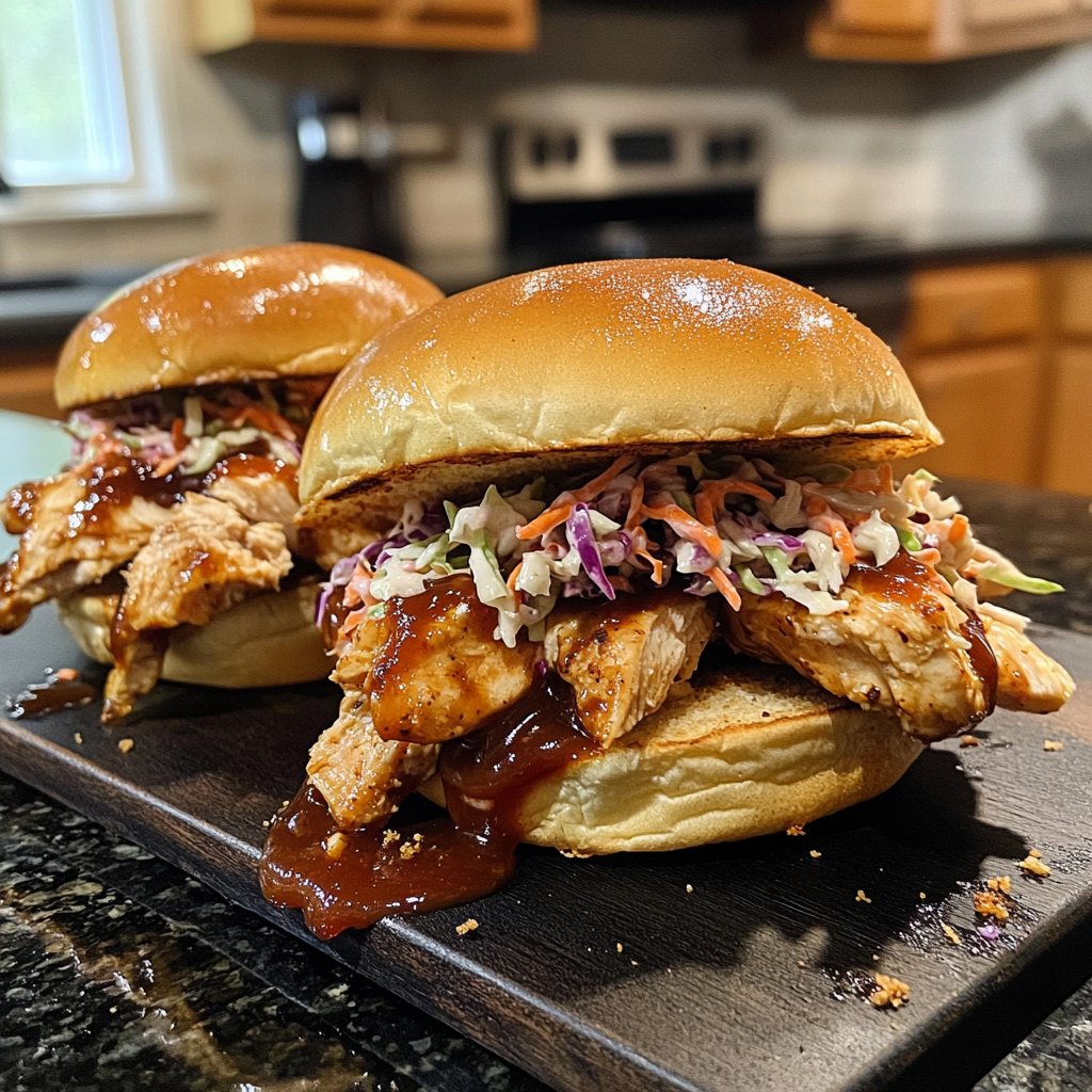 Spicy Crockpot BBQ Chicken Sandwiches